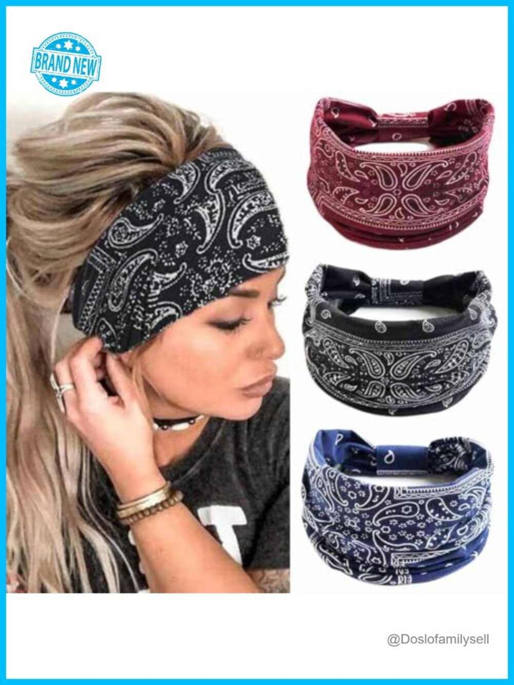 Boho Wide Headbands Knotted Head Wraps African Head Scarf Motorcycle Hair
